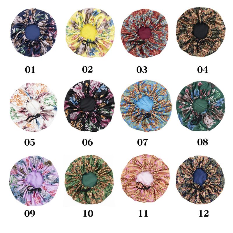 2025 Nuovo stile europeo e americano stampato raso sonno regolabile elastico pulsante capelli da donna berretto post-parto fabbrica_voghion.com