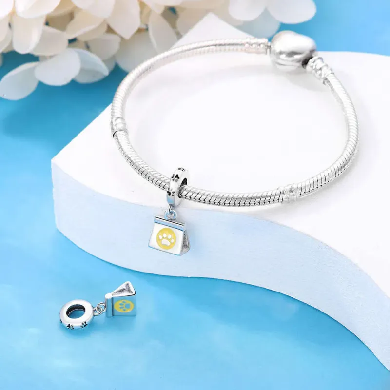 925 Sterling Silver Pet Life Series Charms Cat Burger Family Beads Fit Bracelet Necklace DIY For Women Fashion Jewelry_voghion.com