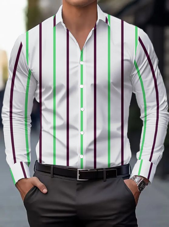 Camicia casual da uomo con risvolto, molto venduta, in primavera e autunno, stile sottile, design multicolore, comoda e traspirante._voghion.com