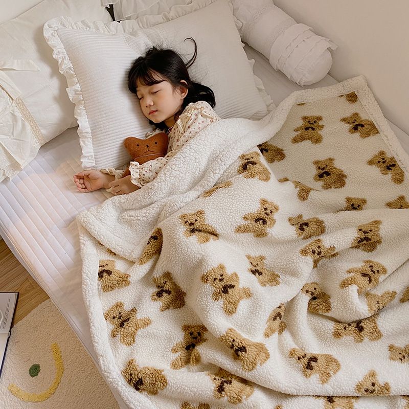 Coperta per ufficio, dormitorio, divano, calda e spessa in lana di cartone animato_voghion.com
