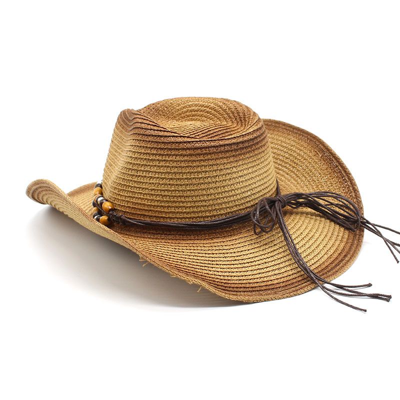 New spray painted denim straw hat for men women traveling on the beach in spring and summer_voghion.com