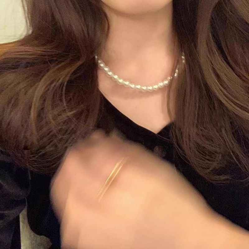 Collana di perle di vetro con perline, nuovo stile, collana di temperamento, design femminile, accessori per catene di clavicola_voghion.com