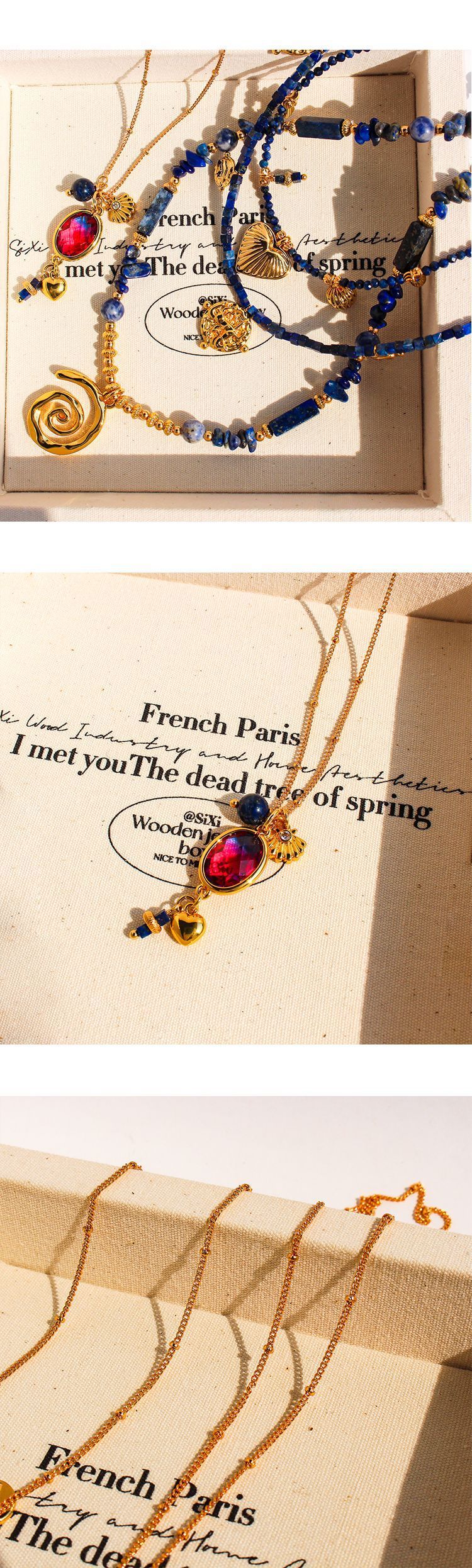 Collana di perline di lapislazzuli con pendente a moneta e conchiglia – Catena a strati bohémien realizzata a mano, design geometrico e a cuore per le vacanze al mare_voghion.com