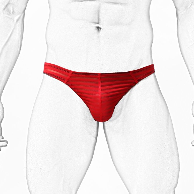 LuvBox Men's Striped Thong T-Pants Ice Silk Low Waist Sexy Fun Underwear For Men Revealing Buttocks_voghion.com