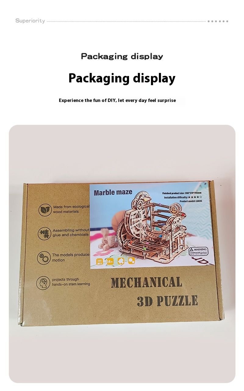 New product 3D wooden puzzle assembly toy DIY creative pinball maze_voghion.com