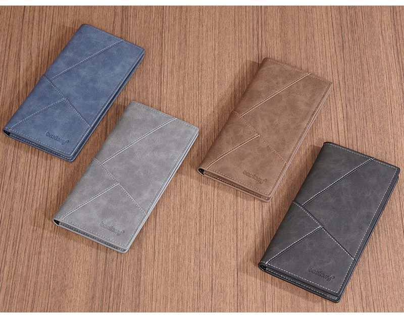 BAELLERRY New Men's Long Wallet With 17 Card Slots, Tri-Fold Design, Minimalist Business Style, Zippered Bill Compartment_voghion.com