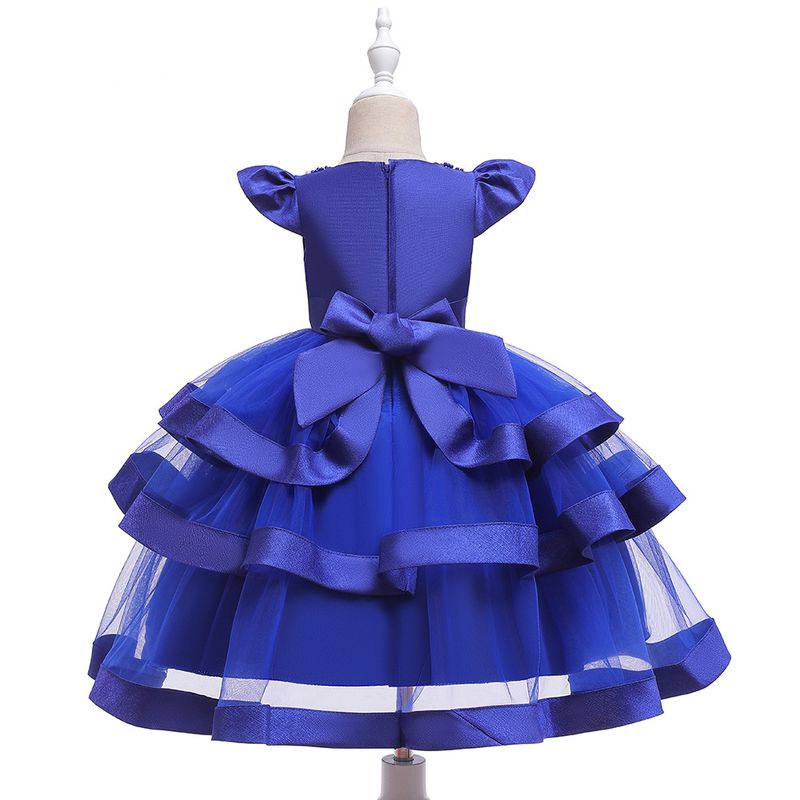 Robe de spectacle perlée pour enfants européens et américains, robe bouffante multicouche pour fille, robe de Noël pour enfants_voghion.com