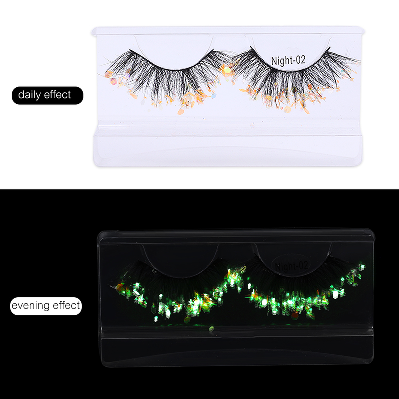 3D Luminous 1Pairs False Eyelashes Natural Glitter Powder Sequins Style Fake Eyelash Handmade Makeup Lash_voghion.com