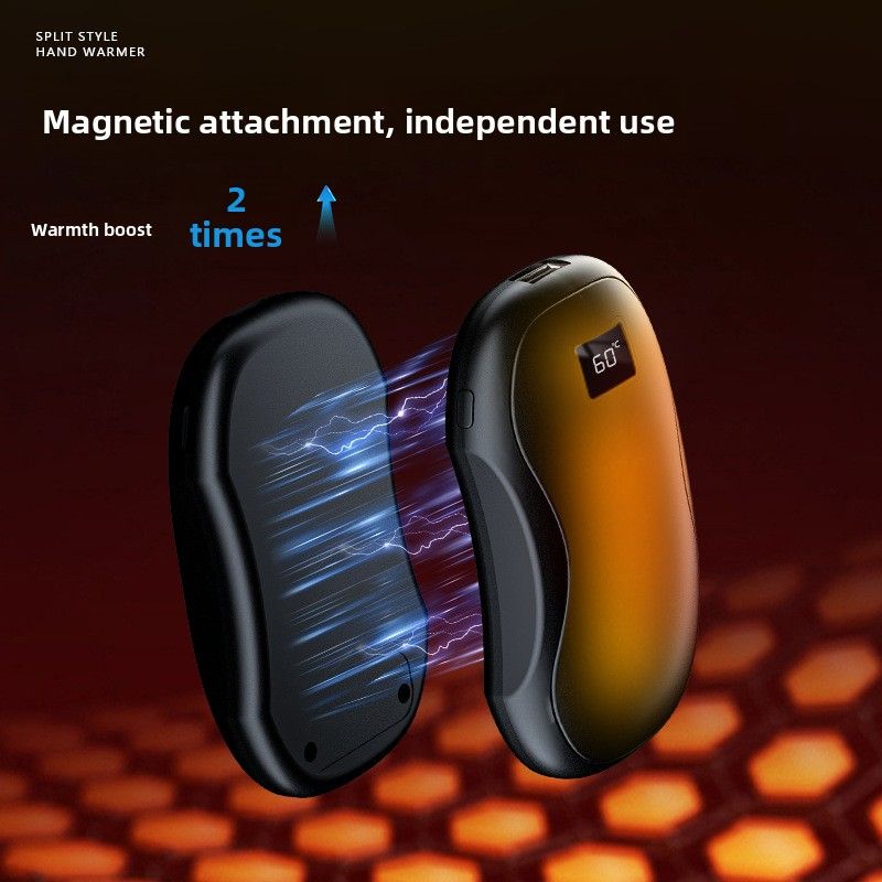 2025 Cross-Border New Magnetic Detachable 2-in-1 Mini Digital Display USB Rechargeable Hand Warmer_voghion.com