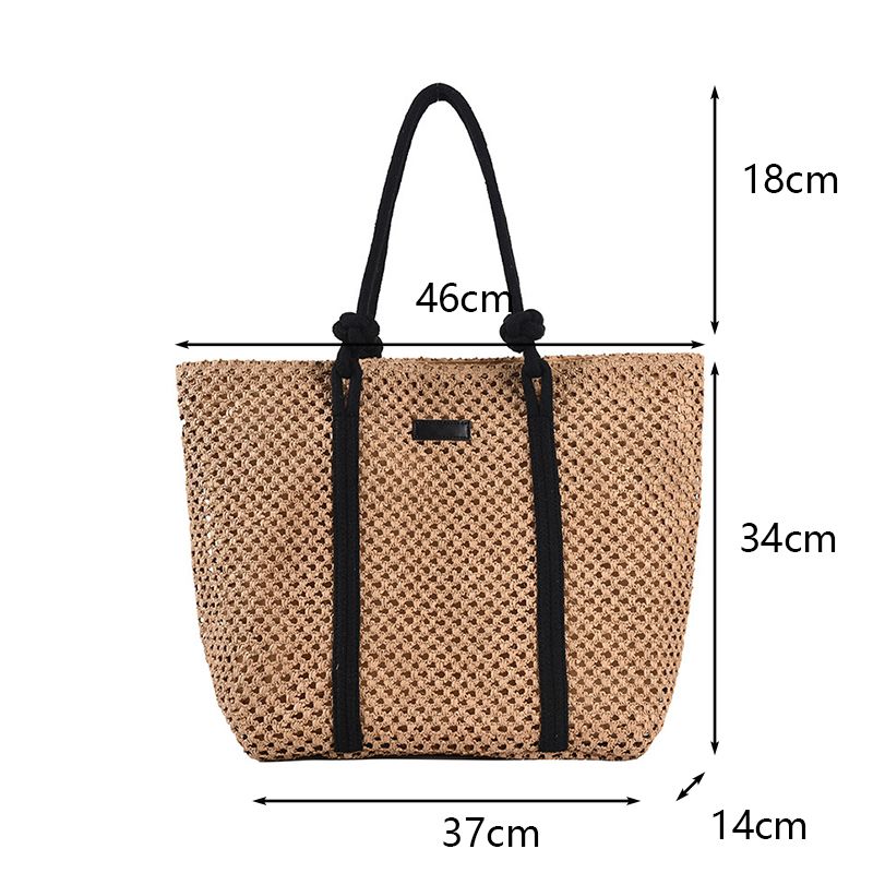 Borse da spiaggia in paglia intrecciata casual estive di grande capacità Borsa a tracolla da donna fatta a mano Borse da viaggio da donna Shopper in rattan_voghion.com