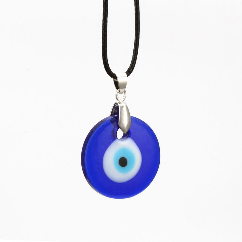 Evil Eye Men's And Women's Necklace Glass Pendant Accessory Wax Cord Simple_voghion.com