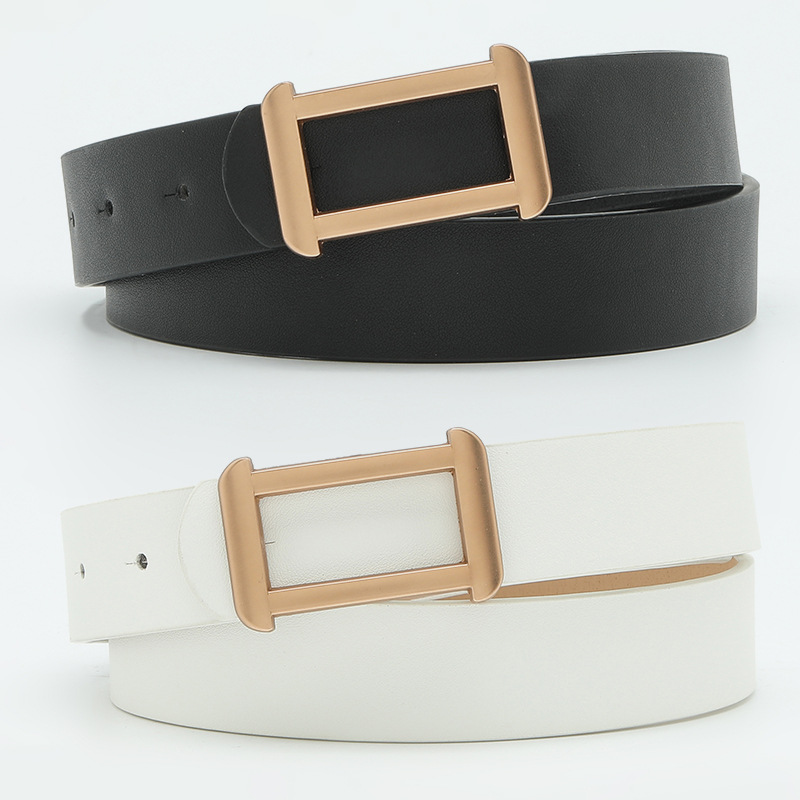 Korean version of new alloy H-shaped decoration denim coat women's simple and fashionable buckle belt_voghion.com