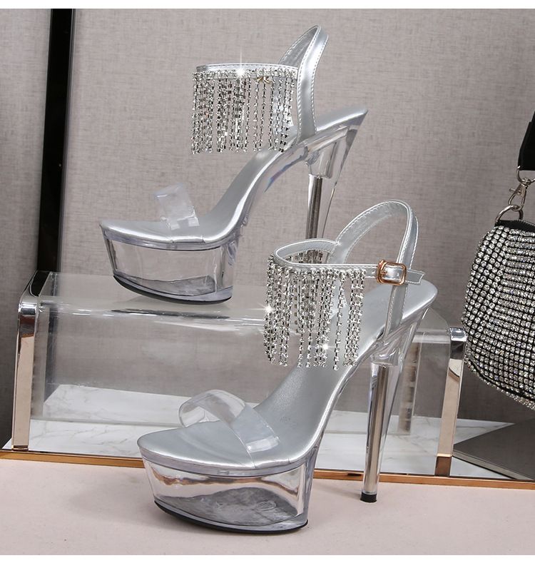 Sexy zwarte sandalen met hoge hak (13-15 cm) - platformschoenen voor bruiloften en zomermode_voghion.com