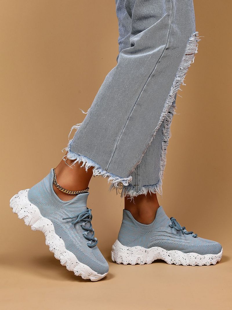 Plus Size Women's Breathable Sock Sneakers Slip-On Lazy Shoes_voghion.com