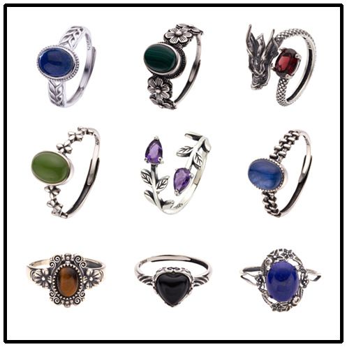 Anello di gioielleria naturale puro con pietra preziosa colorata tailandese, per uomini e donne, in argento semplice_voghion.com