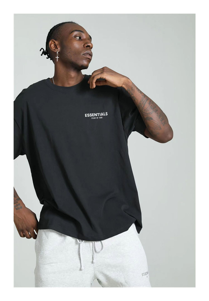 Sommar Nytt modemärke Ren bomull Baksida Blomma Foto Kortärmad Herr FOG Lös High Street T-shirt Daminlägg_voghion.com