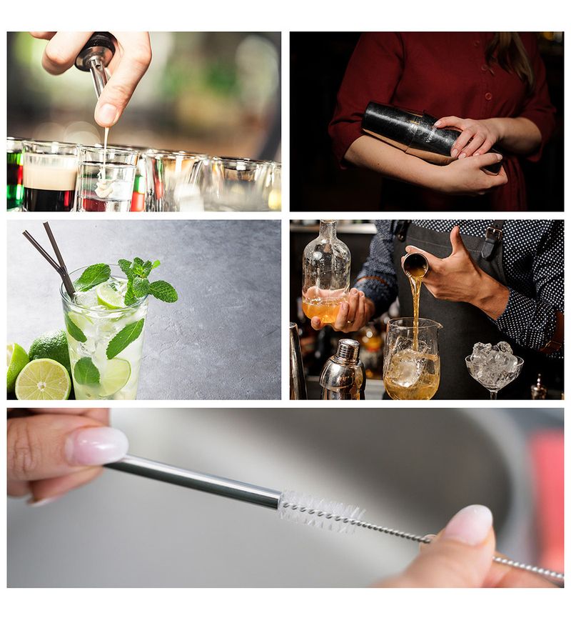 Neu Bambus Acryl Stehen Cocktail Bar Werkzeuge 17-Teiliges Set Shaker Stroh_voghion.com