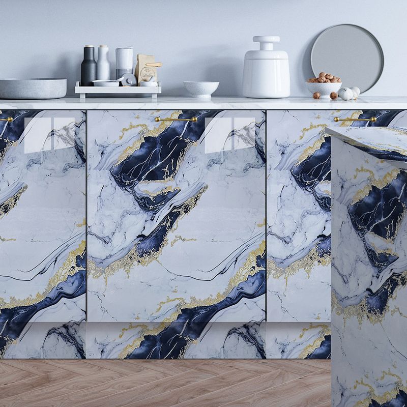 Blue Gilded Waterproof PVC Self-Adhesive Wallpaper Kitchen Countertop Cabinet Bedroom Living Room Wall Decora_voghion.com