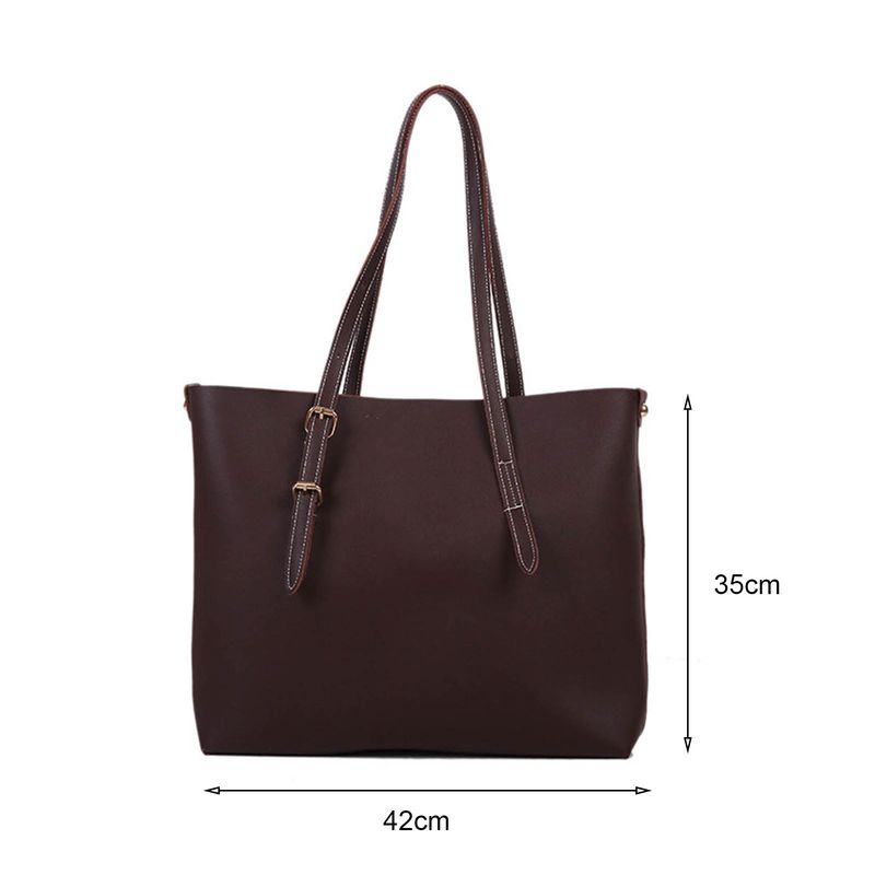 Lihao Single Shoulder Bag Large Capacity Top Handle Adjustable Zipper  Leather Solid Color Women Tote Handbag for_voghion.com