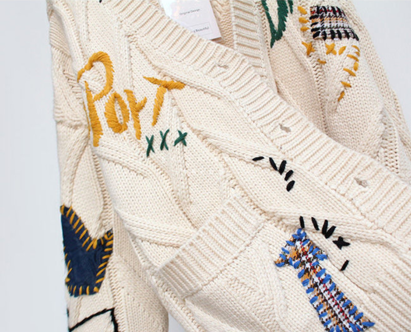 2022 Spring Women's Sweater Warm Knitted Sweater Jack Loose Pock Embroidery Fashion Knit Cardigan Jack Ladies_voghion.com