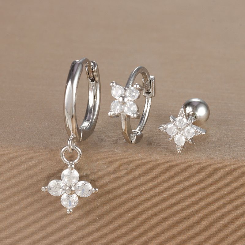 Gioielli e accessori orecchini geometrici alla moda, set di orecchini floreali con micro zirconi intarsiati, orecchini da donna leggeri e di lusso personalizzati in tre pezzi_voghion.com