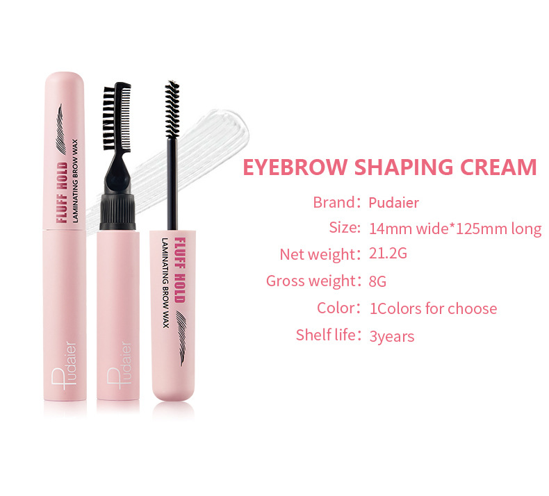 Pudaier Natural Stereoscopic Double Head Brow Comb Cream Gel per sopracciglia con regolazione incolore_voghion.com