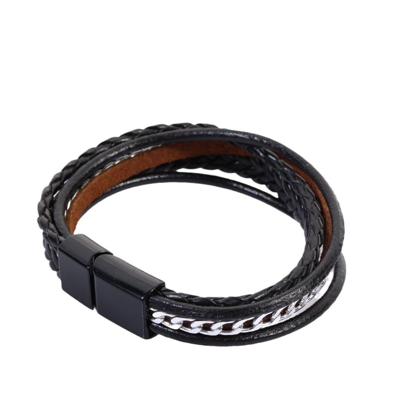 New Cowhide Fashion Leather Bracelet Alloy Magnetic Clasp_voghion.com