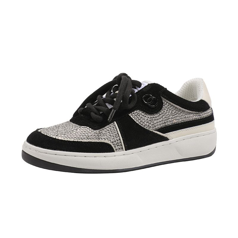 Friday Black Bestsellers Logo 1 Correct Spring New Early Low Heel Flat Thick Sole Lace-up Shiny Round Toe Casual Sports Sneakers Women's Trendy Shoes_voghion.com