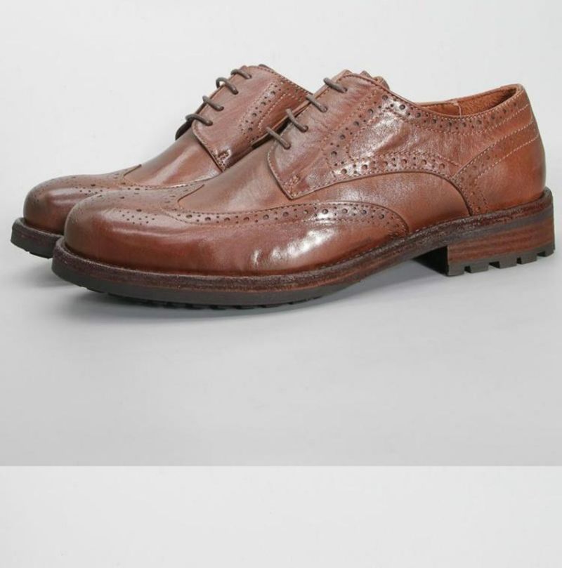 Stijlvolle lekvrije vee-goederen, gewassen paardrijschoenen voor heren, retro GOOD YEAR leren zool derbyschoenen_voghion.com