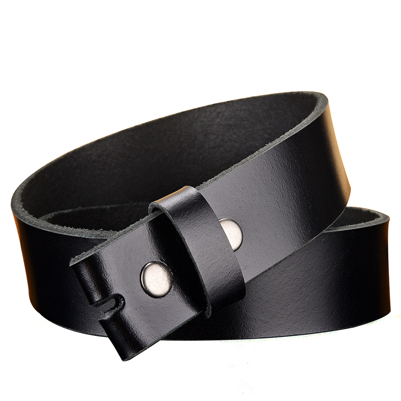 Black top layer cowhide with without buckle, genuine leather men's belt 3.8 wide body_voghion.com