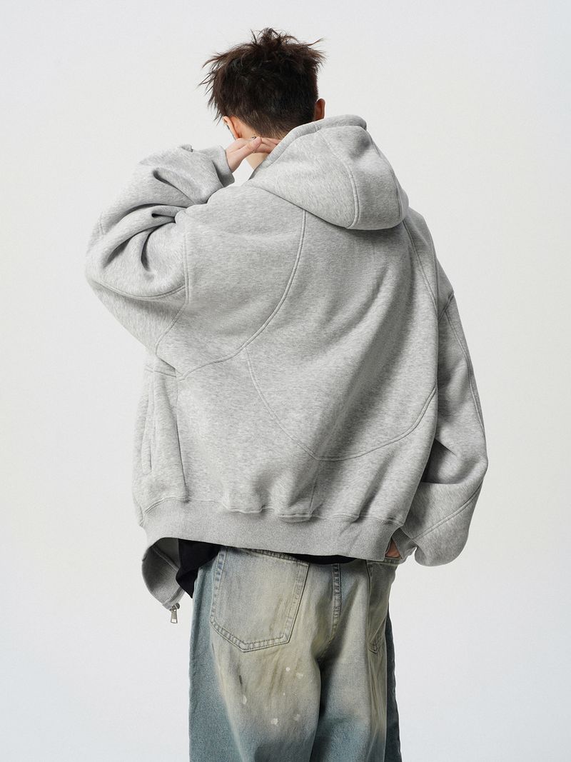 Winter Deconstruction Hooded Jacket Sweatshirt Cardigan Design Sense Patchwork Hoodie_voghion.com