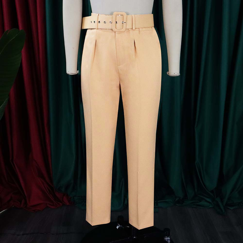 Freizeithose mit hoher Taille, Slim-Fit-Anzughose, Damenhose, Herbst-Berufshose_voghion.com