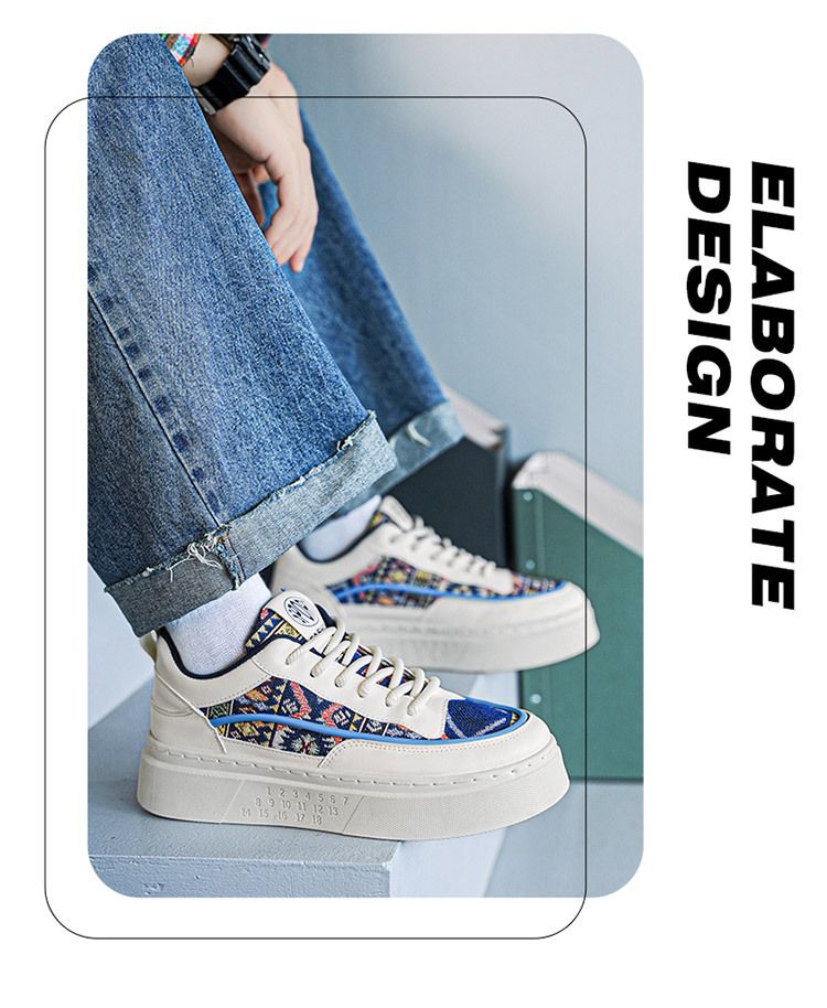 Uudet hengittävät miesten kengät monipuolinen trendikengät niche design alustakengät kangaskengät urheilu rento pienet valkotaulukengät_voghion.com