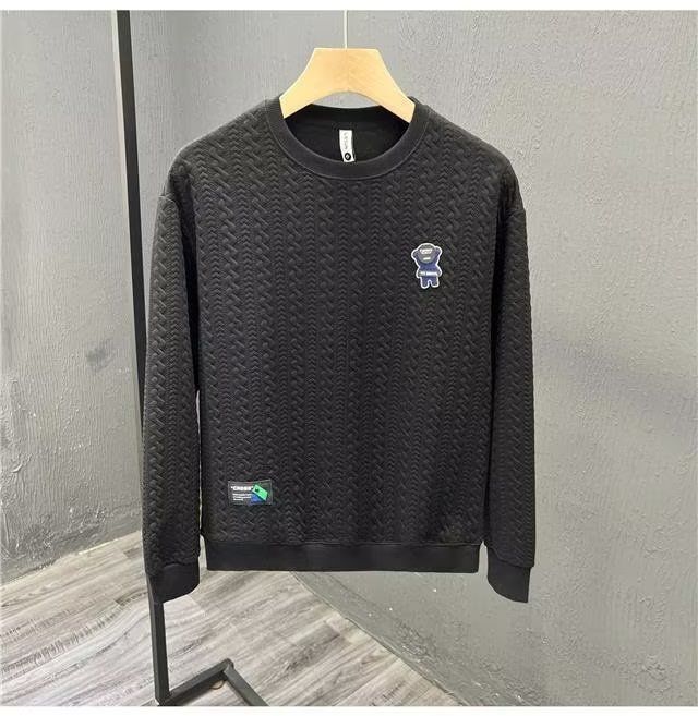 Abbigliamento 2024 Nuovo Waffle Girocollo Casual Felpa Uomo Ins Etichetta Orso Cartone Animato Bello Uomo Primavera E Autunno Largo_voghion.com