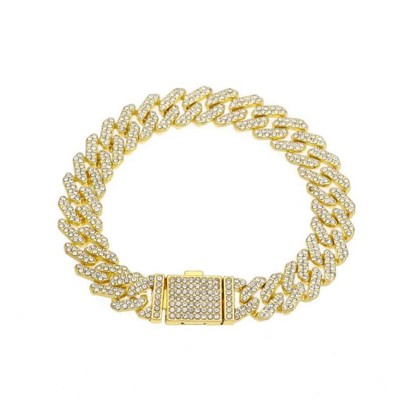 Collana da uomo cubana con catena a clavicola trendy, con diamanti da 12 mm, stile hip-hop dominante_voghion.com