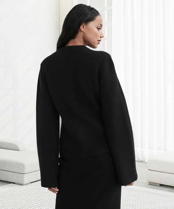 Yumuşak Kaşmir Karışımlı Önü Düğmeli Hırka Kadın Slim Fit Uzun Kollu Örme Kazak Ceket Cepli_voghion.com