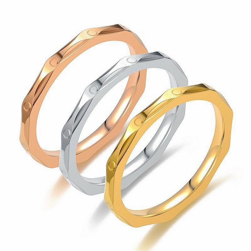 Anel de aço titânio em formato de diamante, resistente ao desbotamento, de alta qualidade, leve, luxuoso, nicho único, simples e avançado, anéis de casal femininos_voghion.com
