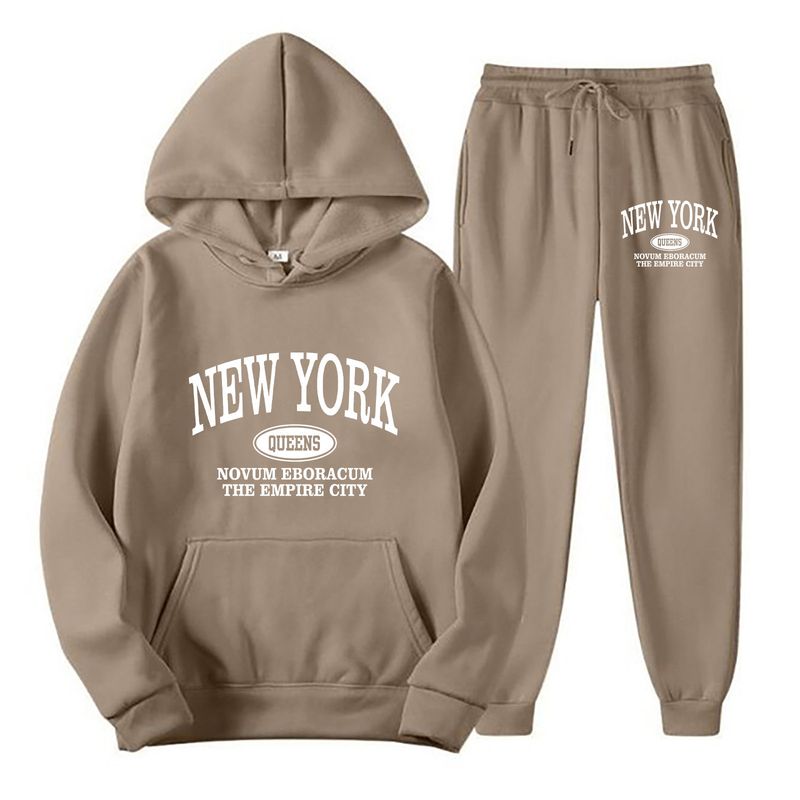 Conjunto de sudadera con capucha y jogger para hombre, conjunto informal de dos piezas con estampado elegante para ropa urbana y deportiva._voghion.com