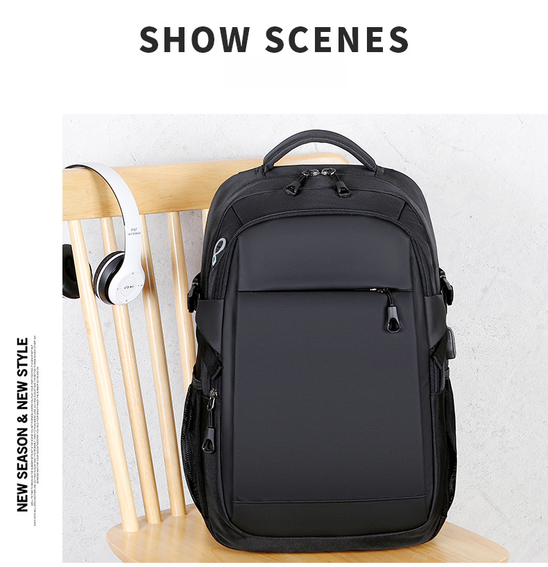 2024 new men's backpack, black backpack for men, student business travel laptop bag, wear-resistant and waterproof, large capacity backpack_voghion.com