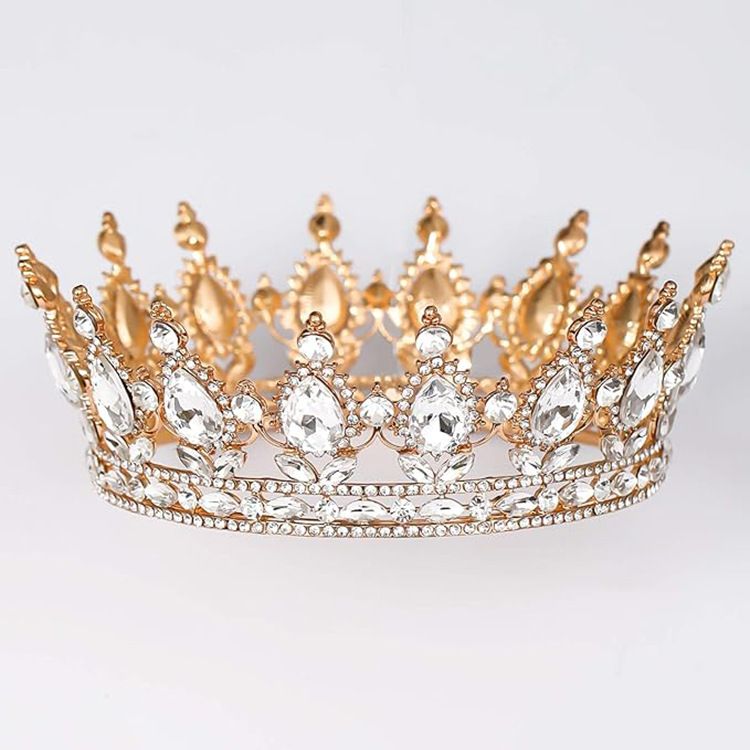 Barocke runde Krone, Legierung, Kopfschmuck, Braut, Hochzeitskleid, Zubehör, Geburtstag, Erwachsene, Zeremonie, runde Krone_voghion.com