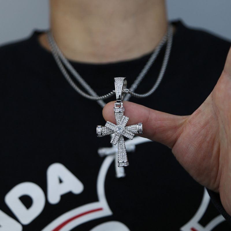 Herrenschmuck Kreuzanhänger Kann Drehen Rap Hip Hop Trend Hip Hop Halskette Schmuck_voghion.com