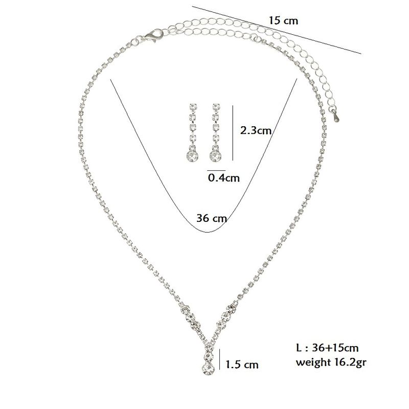 3-Piece Silver Bridal Jewelry Set - Necklace, Earrings & Bracelet For Wedding Party_voghion.com