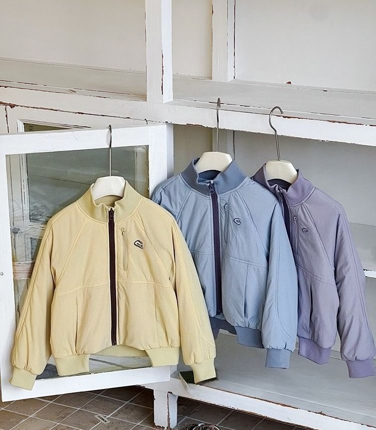 Kinder-Baumwollkleidung Mädchen Warme Winddichte Kurze Stehkragenjacke mit Baumwollfutter_voghion.com