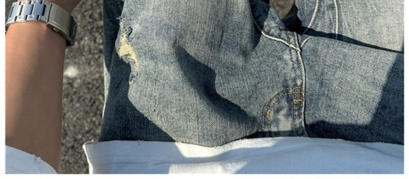 Herrenbekleidung Sommer Dünne zerrissene Jeansshorts Herren Vibe Retro Lose Mittellange Hose Trendy Street All-Match-Shorts_voghion.com