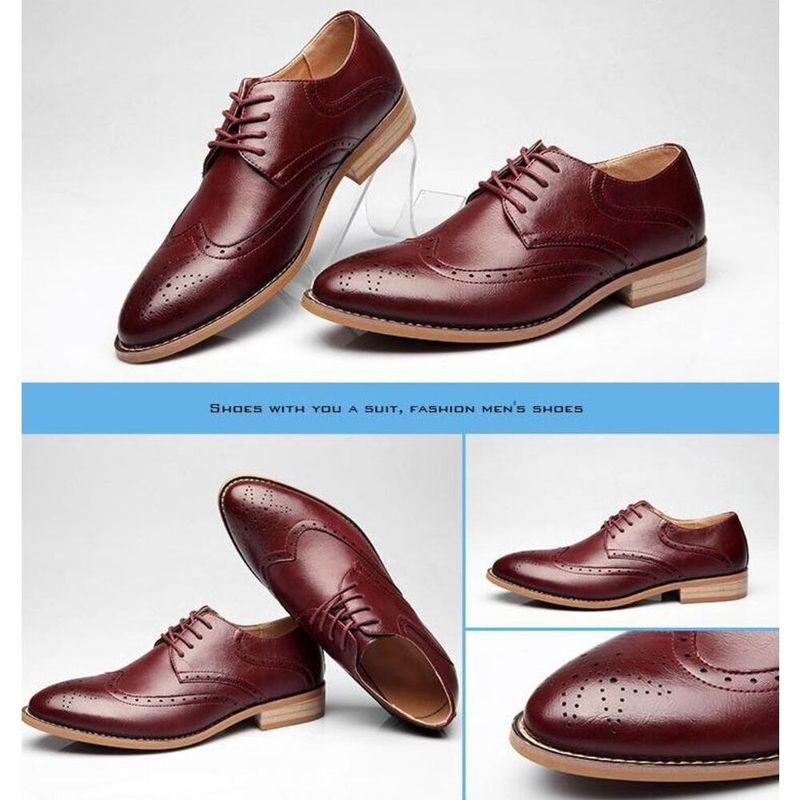 Men's Formal Oxfords Leather Lace-Up Dress Shoes for Wedding Party Non-Slip Business Pointed Toe_voghion.com