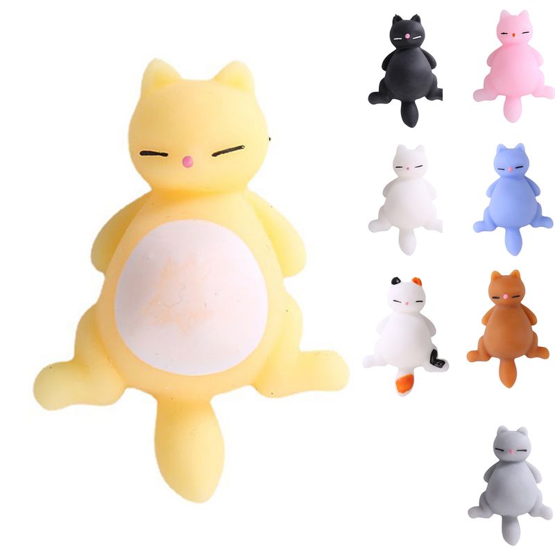 5 Stück Katzen-Quetschspielzeug, schöne Cartoon-Kätzchen-Puppenfigur, Kneifspielzeug, Stressabbau, weiche TPR-Neuheit, Tierpuppen, zerquetscht Anti-Stress-Spielzeug, Partygeschenk_voghion.com