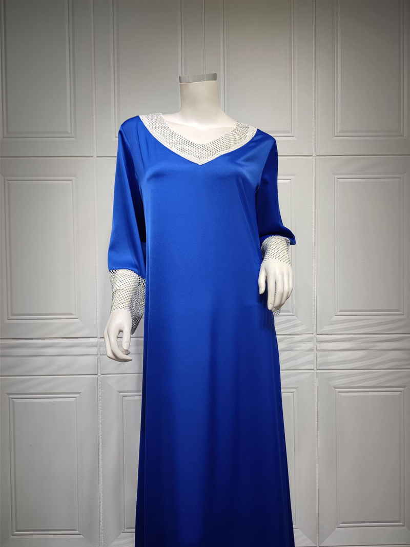 Abito lungo da donna in maglia di diamanti con paillettes in raso per donne musulmane_voghion.com