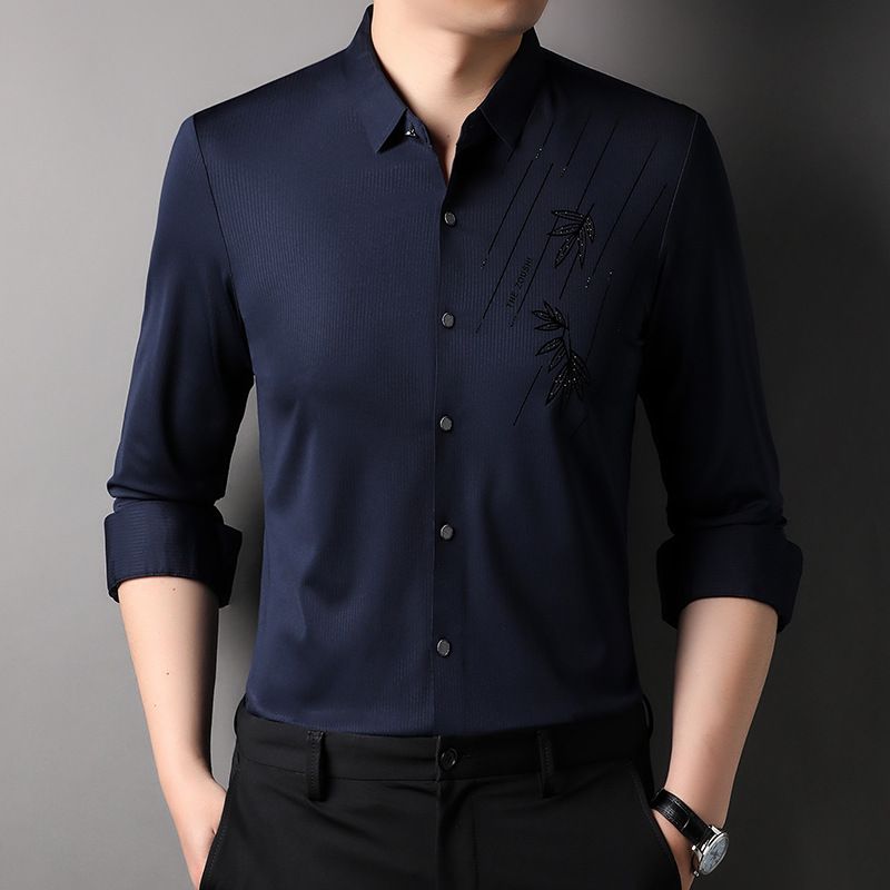 Yu Xian Clothing Άνοιξη και Φθινόπωρο Μακρυμάνικο T-shirt χωρίς ίχνη POLO υψηλής ποιότητας πουκάμισο με φερμουάρ, ανδρικό τοπ_voghion.com