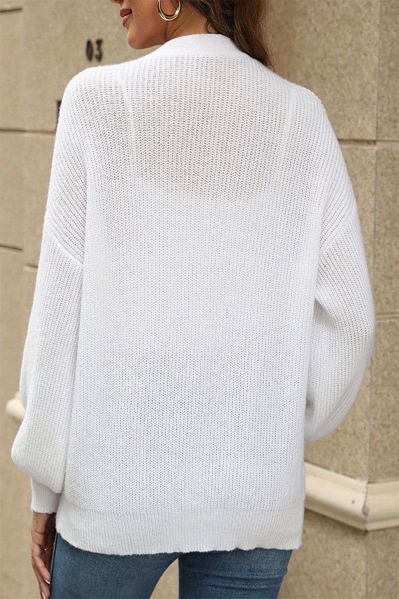 Cardigan in maglia snellente con scollo a V da donna – Elegante maglione ampio a maniche lunghe per autunno e inverno_voghion.com