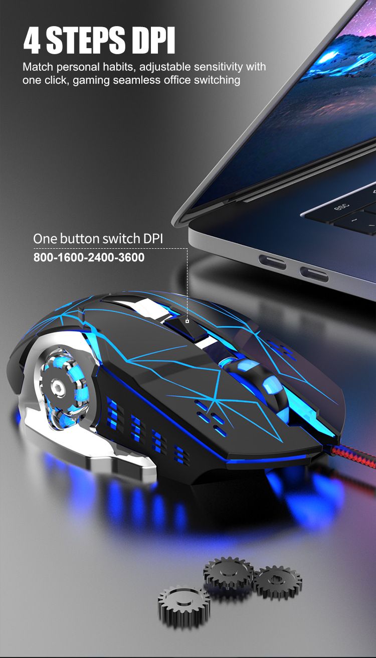 Digitex Digitex Shiny Silver Fox H3 Wired Gaming Mouse E-sports Luminous Desktop Computer Laptop USB Office Home Cross-border_voghion.com